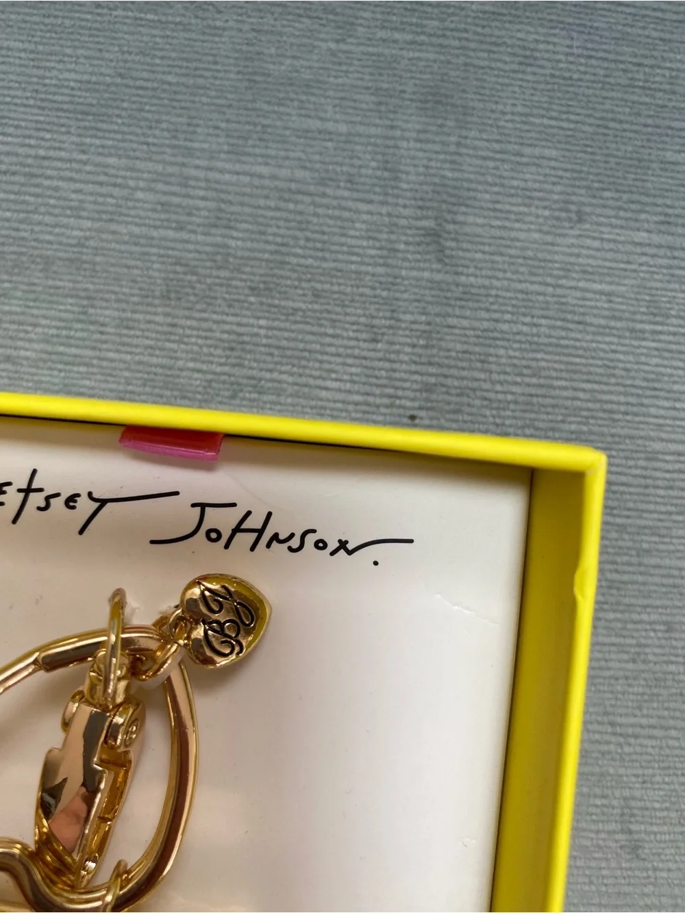 Betsey Johnson Crayon Box Keychain Charm NIB Opens, pink and yellow,gold